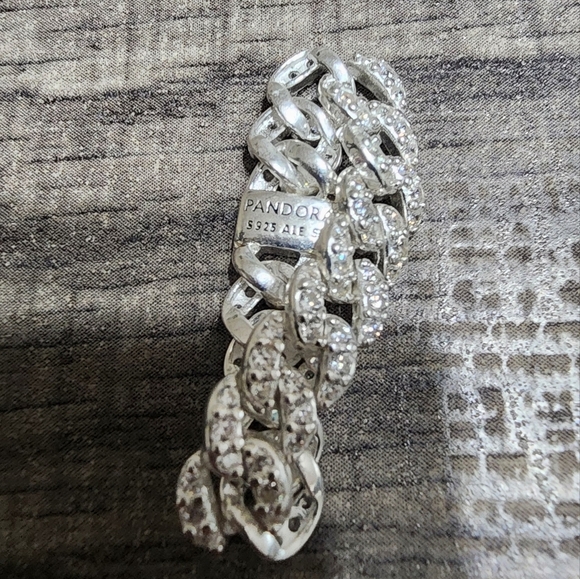 Pandora Pavé Cuban Chain Ring Size 56 US 7.5 - Picture 6 of 9